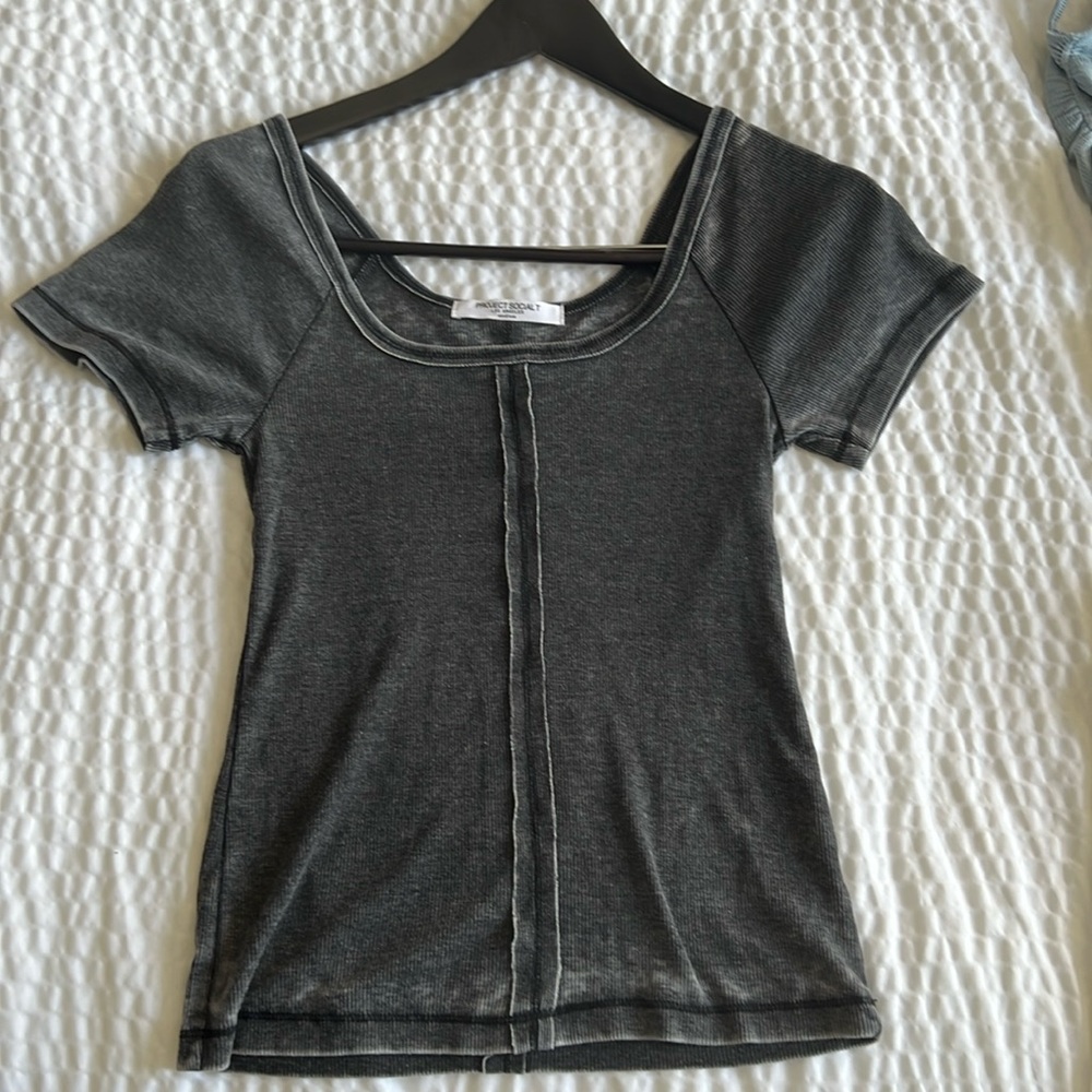 Project Social T Dark Gray Scoop Neck Tee